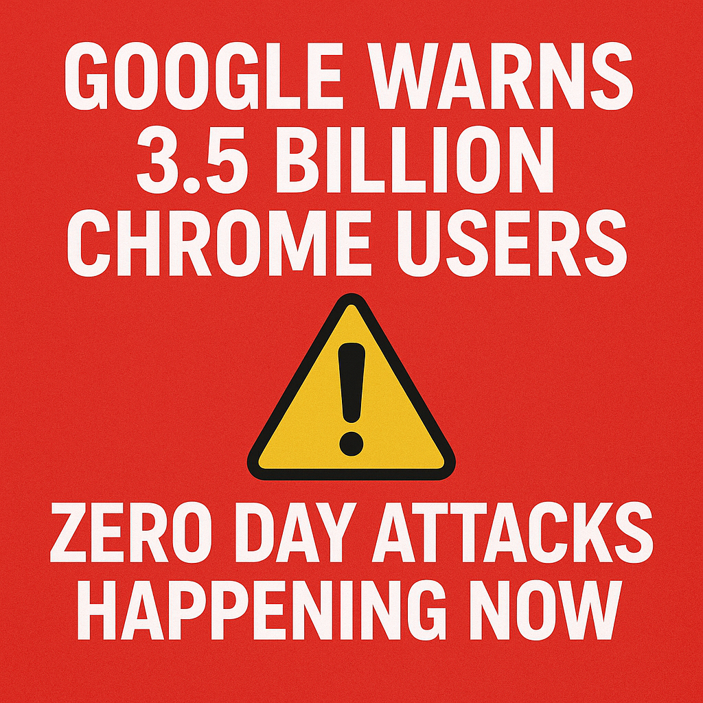 Google Warns 3.5 Billion Chrome Users Zero Day Attacks Happening Now