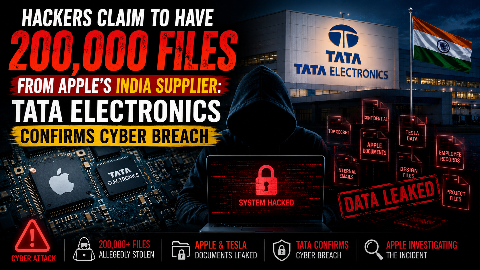 Hackers Claim to Have 200,000 Files from Apple’s India Supplier: Tata Electronics Confirms Cyber Breach
