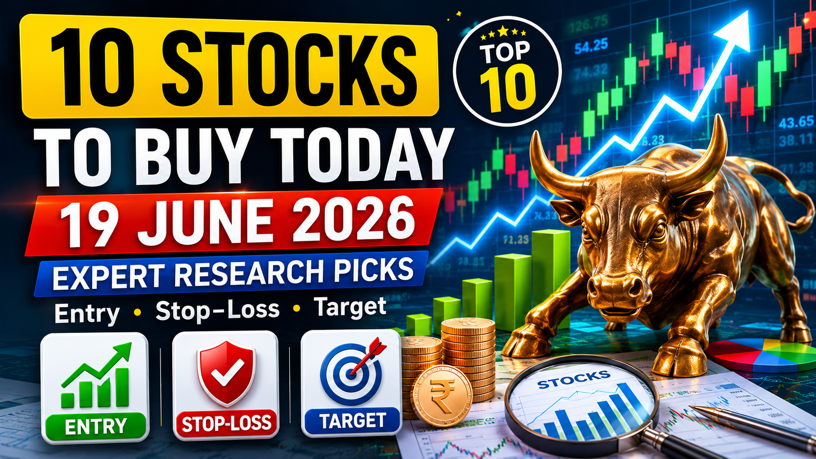 10 Stocks to Buy Today on 19 June 2026: Expert Research Picks with Entry, Stop-Loss & Target