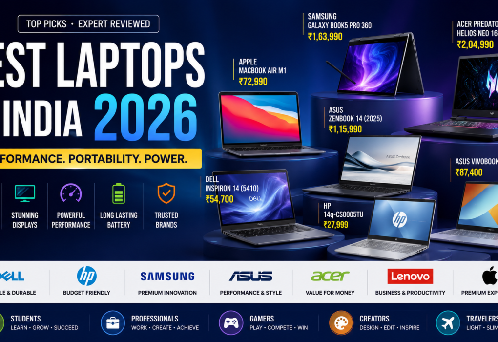 Best Laptops in India 2026: Top Picks from Dell, HP, Apple, Samsung, Asus, Lenovo, and Acer