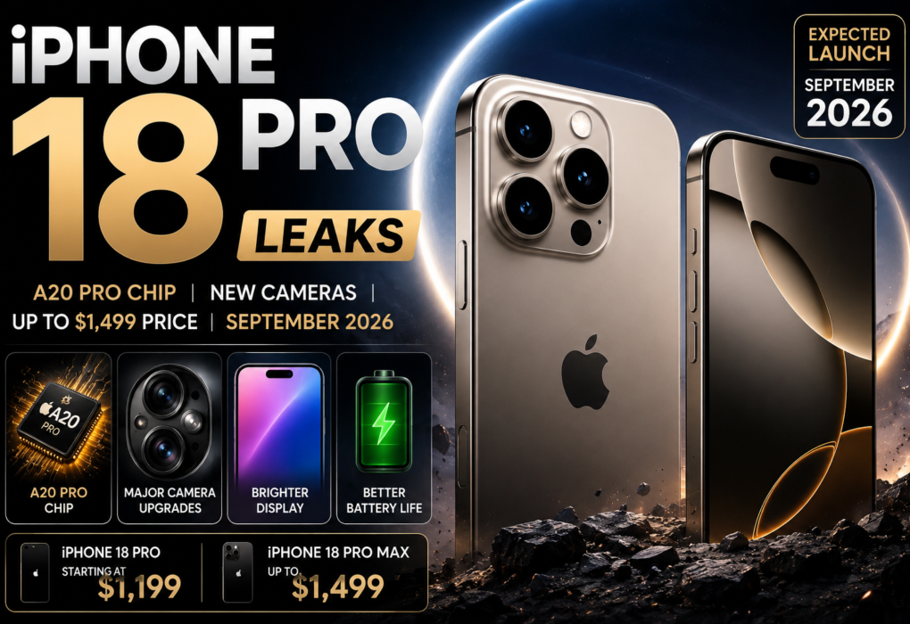 Apple iPhone 18 Pro and iPhone 18 Pro Max concept showing premium design, A20 Pro chip and advanced camera upgrades