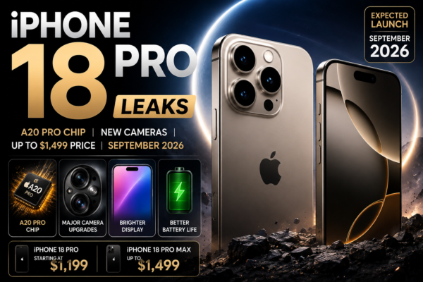Apple iPhone 18 Pro and iPhone 18 Pro Max concept showing premium design, A20 Pro chip and advanced camera upgrades