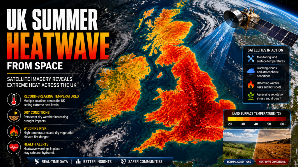 UK Summer Heatwave Satellite Imagery